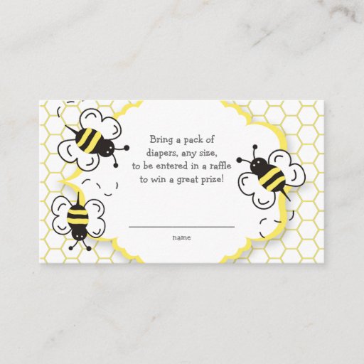Customizable Honey or bumble bee raffle ticket or insert card business cards