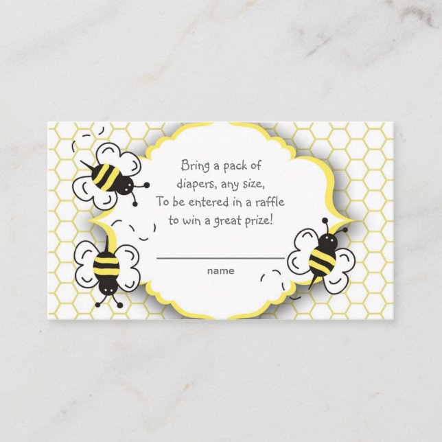 Honey or bumble bee raffle ticket or insert card (Front)