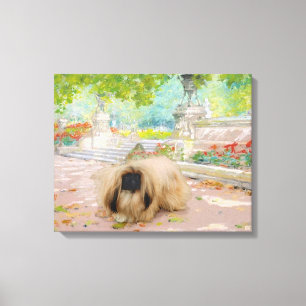 Honey Pekingese in Floral Setting Canvas Print