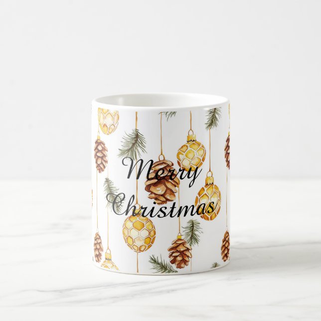 Honey Pine Cones Christmas Coffee Mug (Center)