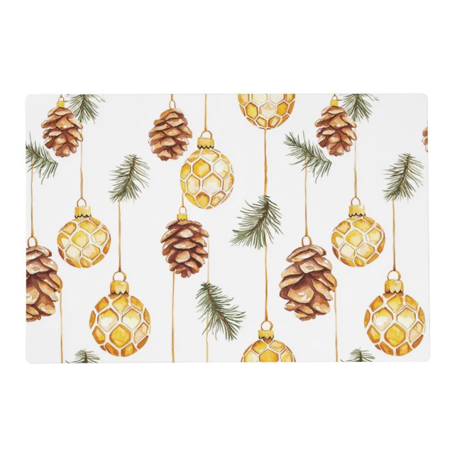 Honey Pine Cones Christmas Placemat (Front)