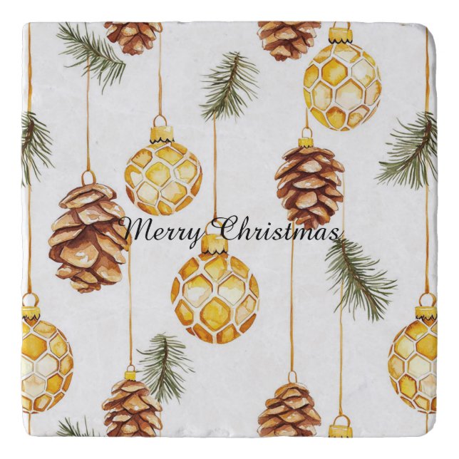 Honey Pine Cones Christmas Trivet (Front)