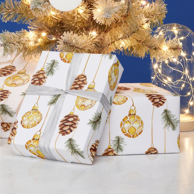 Honey Pine Cones Christmas Wrapping Paper (Holidays)
