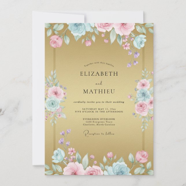 Honey Pink Peony Wedding Invitation (Front)
