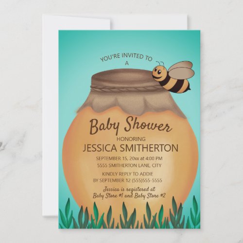 Honey Pot and Honeybee Baby Shower Invitation