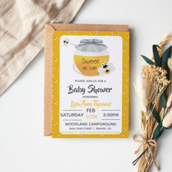 Honey Pot & Bee Baby Shower Invitation by SugSpc_Invitations at Zazzle