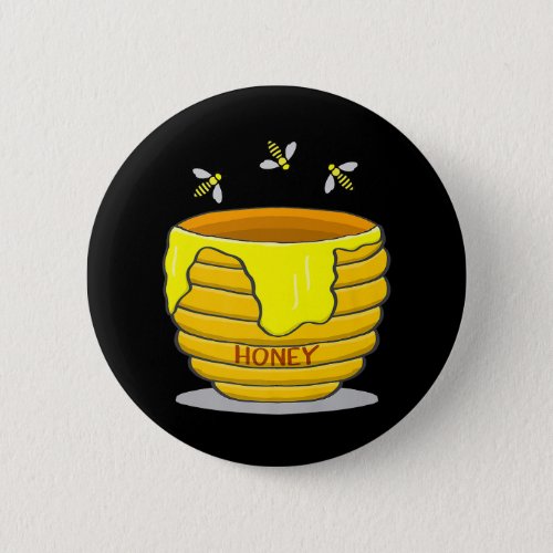 Honey Pot With Honey Bees Sweet Gift Premium  Button