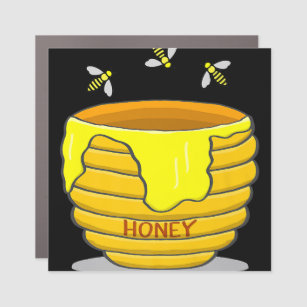 Honey Pot With Honey Bees Sweet Gift Premium  Car Magnet