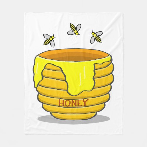 Honey Pot With Honey Bees Sweet Gift Premium  Fleece Blanket