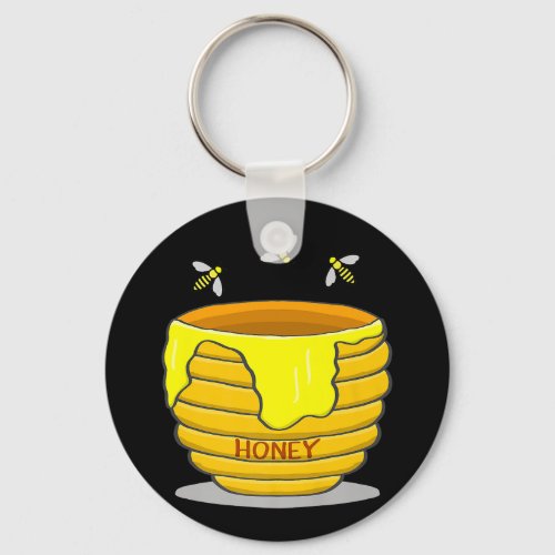 Honey Pot With Honey Bees Sweet Gift Premium  Keychain