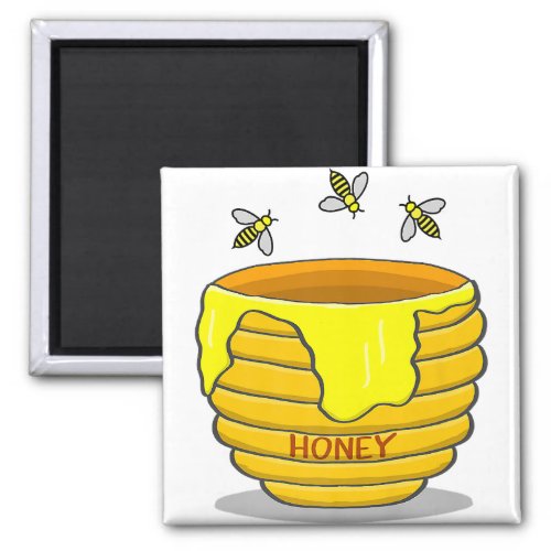 Honey Pot With Honey Bees Sweet Gift Premium  Magnet