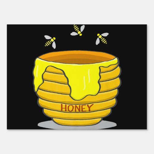 Honey Pot With Honey Bees Sweet Gift Premium  Sign