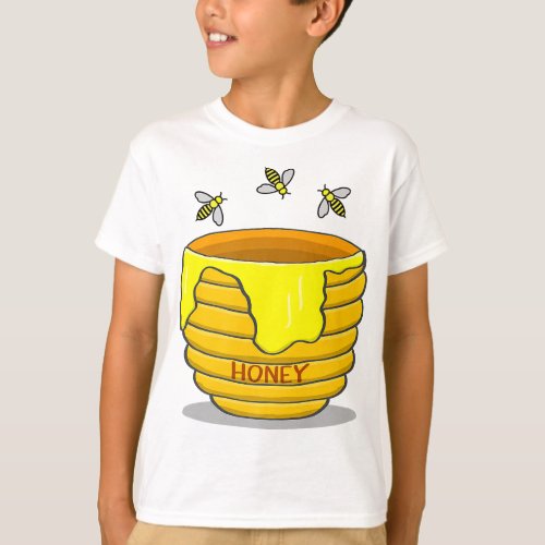 Honey Pot With Honey Bees Sweet Gift Premium  T_Shirt