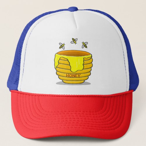 Honey Pot With Honey Bees Sweet Gift Premium  Trucker Hat