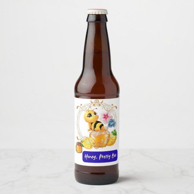 Honey, Pretty Bee Beer Bottle Label (Front)