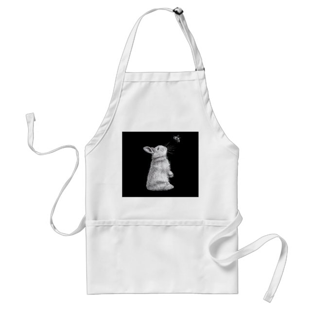 Honey Rabbit & Bumble Bee | Bunny Lover Gift Adult Apron (Front)