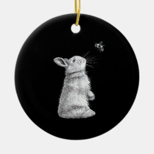 Honey Rabbit & Bumble Bee   Bunny Lover Gift Ceramic Ornament