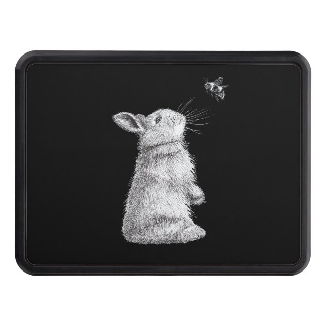 Honey Rabbit & Bumble Bee | Bunny Lover Gift Hitch Cover (Front)