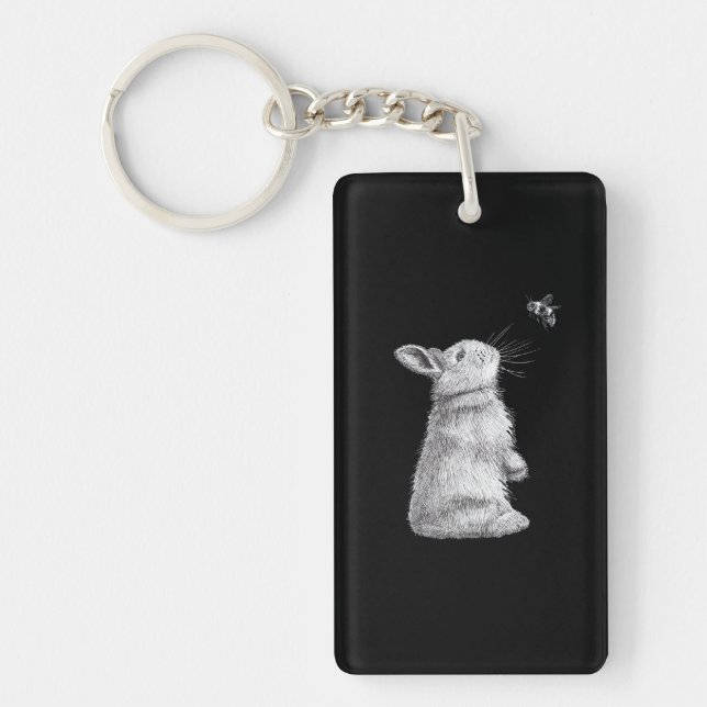 Honey Rabbit & Bumble Bee | Bunny Lover Gift Keychain (Front)
