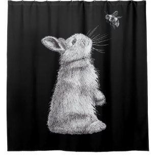 Honey Rabbit & Bumble Bee Bunny Lover Gift Shower Curtain