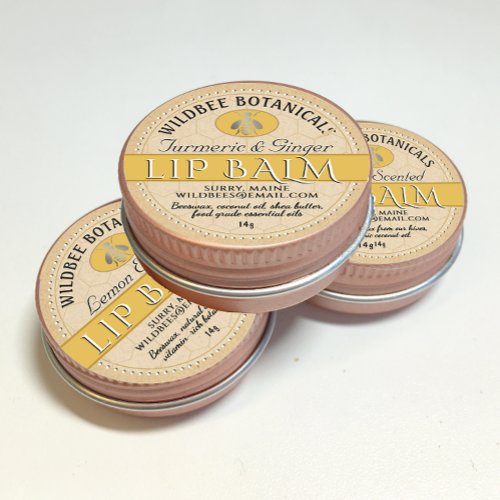 Honey Scented Kraft Beeswax Lip Balm Dotted Border Classic Round Sticker