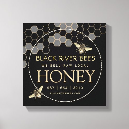 Honey Sign Beekeeper Gold Honeycomb Bees