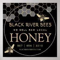 Honey Sign Beekeeper's Promotional Poster Black