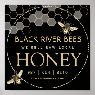 Honey Sign Beekeeper's Promotional Poster Black