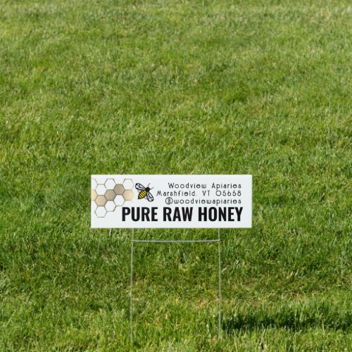 Honey Sign for Farmers Market Gold Honeycomb Bee
