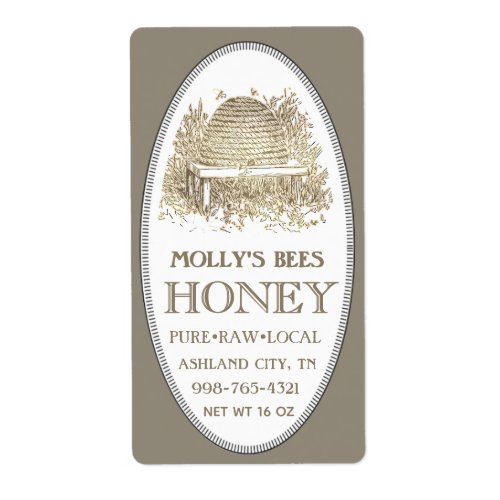 Honey Skep with Border Address or Shipping Brown Label