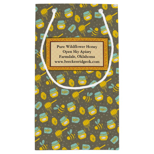 Honey Spoon Pattern Labeled Small Gift Bag (Back)