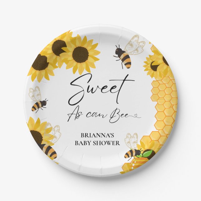 Honey Sweet As it can bee Baby shower  Paper Plates (Front)