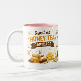 Honey Tea Capybara | Cute Cozy Capybara Drinking T Two-Tone Coffee Mug