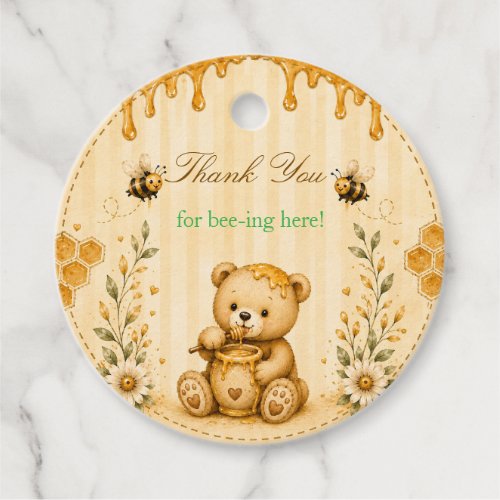 Honey Teddy Bear Baby Shower Favor Tag