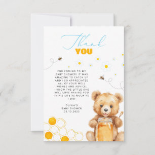 Honey Teddy Bear Baby Shower Thank You Card