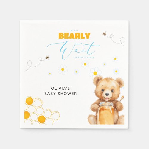 Honey Teddy Bear Boy Girl Baby Shower Napkins