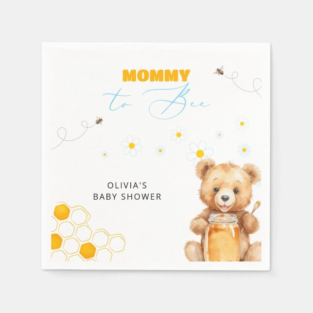Honey Teddy Bear Boy Girl Baby Shower Napkins (Front)