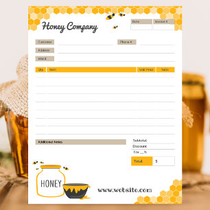 Honey Theme Order Form and Invoice Notepad