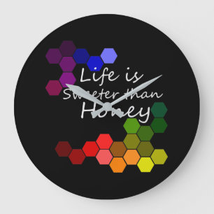 Honey Theme With Positive Words Large Clock