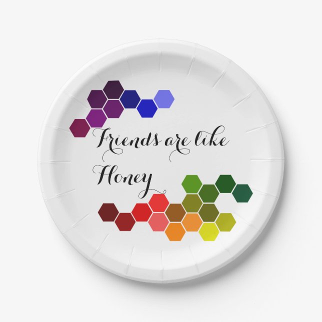 Honey Theme With Positive Words Paper Plates (Front)