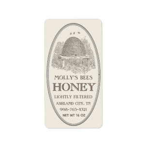 Honey Vintage Oval Skep With Border Address Label