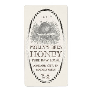 Honey Vintage Oval Skep With Border Shipping Label