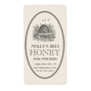 Honey Vintage Oval Skep With Border Shipping Label