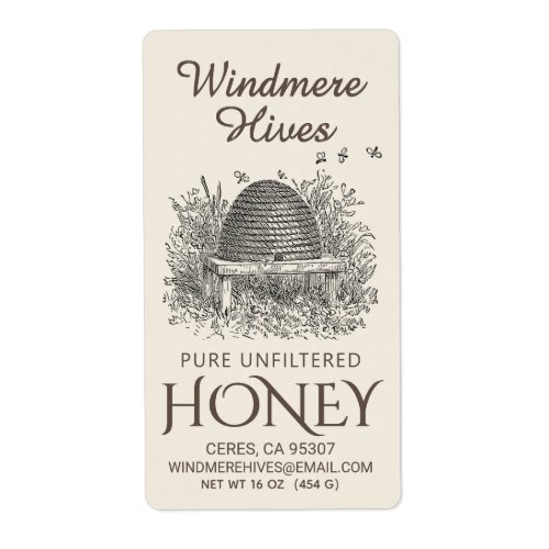 Honey Vintage Skep with bees Shipping Label