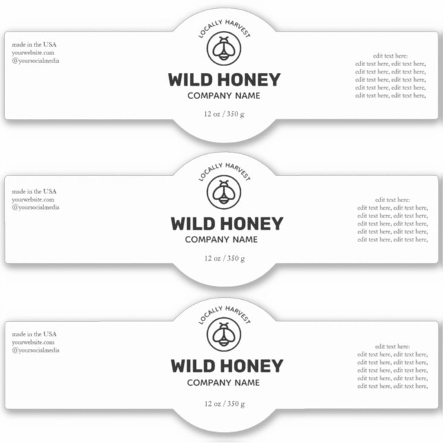 Honey Vinyl Black & White Label (Front)