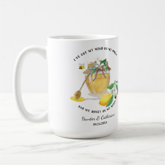 Honey w Cute Bees Lemon Floral n Foliage Coffee Mug