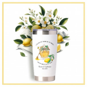 Honey w Cute Bees Lemon Floral n Foliage  Insulated Tumbler