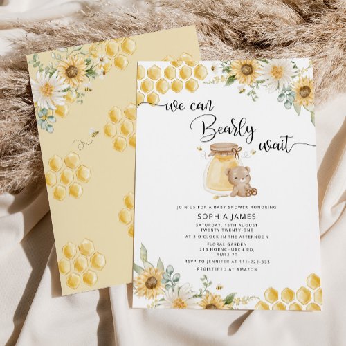 Honey we can bearly wait baby shower invitation