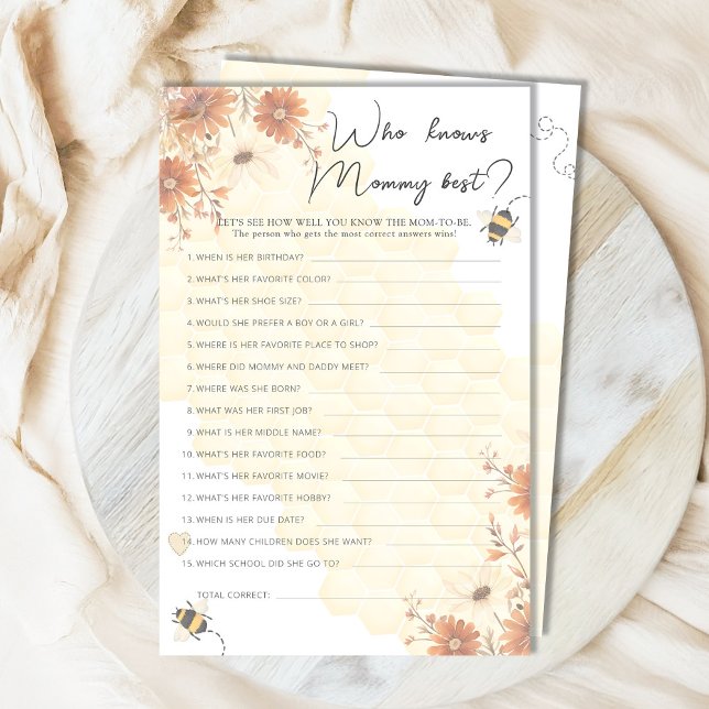 Honey Wildflower Baby Shower Who Knows Mommy Best (Creator Uploaded)