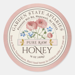 Honey Wildflower & Bee Infant Warning Storage Info Classic Round Sticker